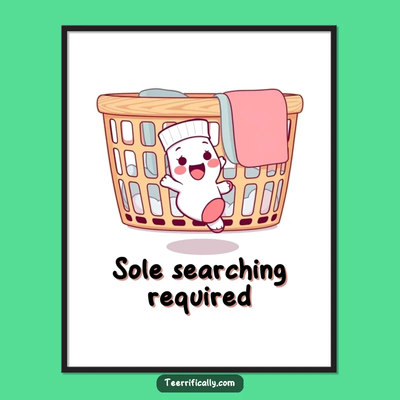 Funny Lost Sock Digital Print: Hilarious Laundry Day Art for Instant Cheer!