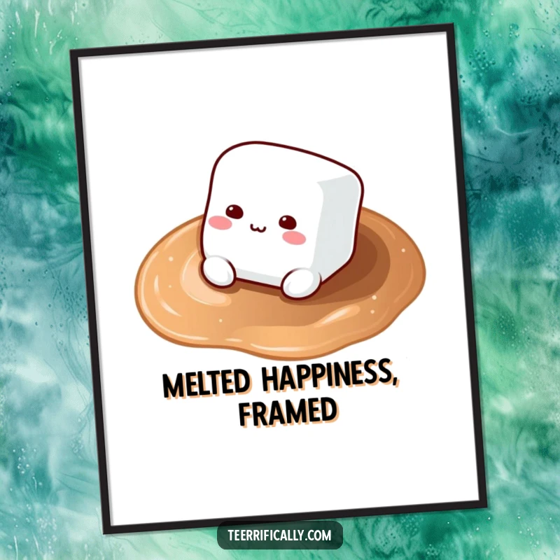 Funny Marshmallow Digital Art: A serene marshmallow floats on a rich hot cocoa, perfect for adding a cozy vibe to any room.