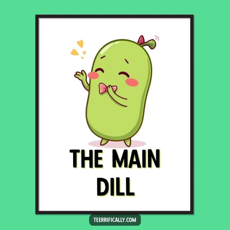 Funny Pickle Bowing Digital Print - Dramatic Sentient Dill Artwork for Instant Funny Gift