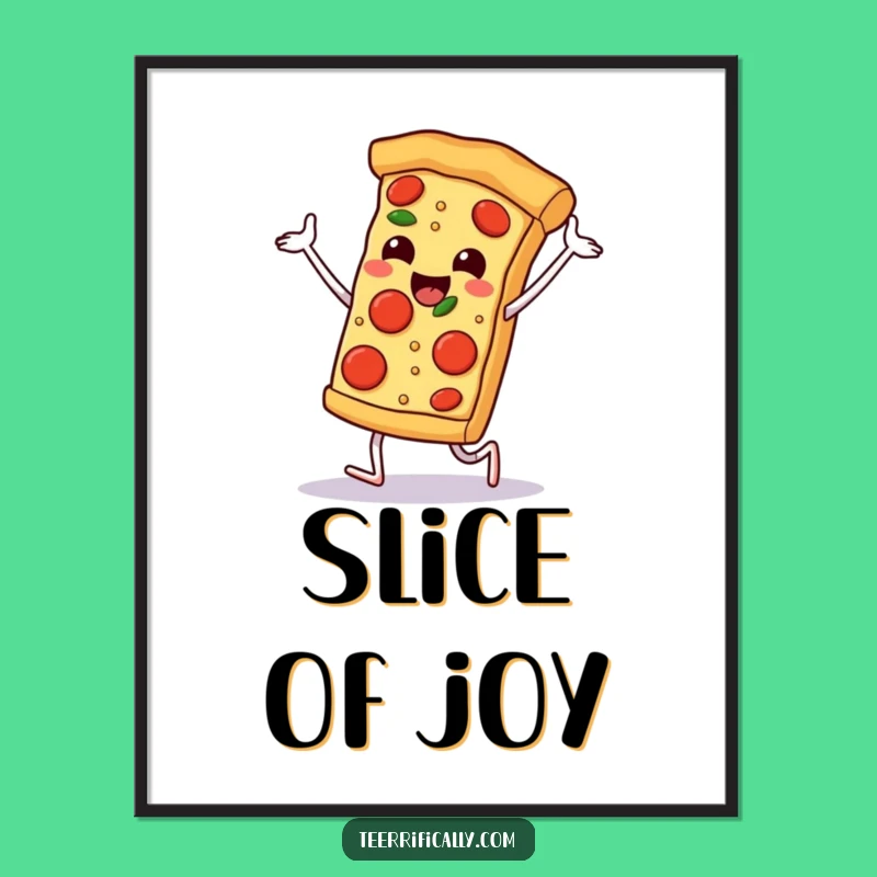 Funny Pizza Digital Art Print: Hilarious Cartoon Wall Art for a Joyful Space