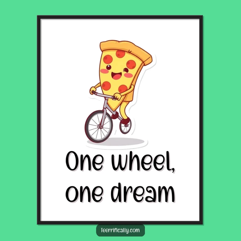 Funny Pizza Unicycle Digital Art: Instant Hilarious Decor for Walls