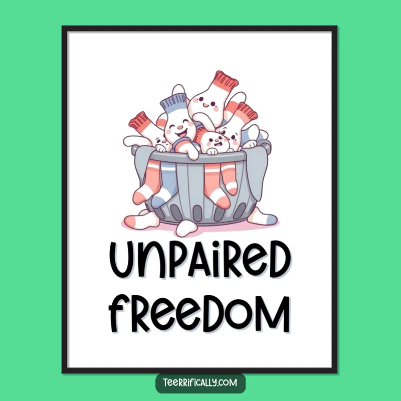 Funny Sock Digital Art: Laundry Escape Print, Perfect Humorous Gift