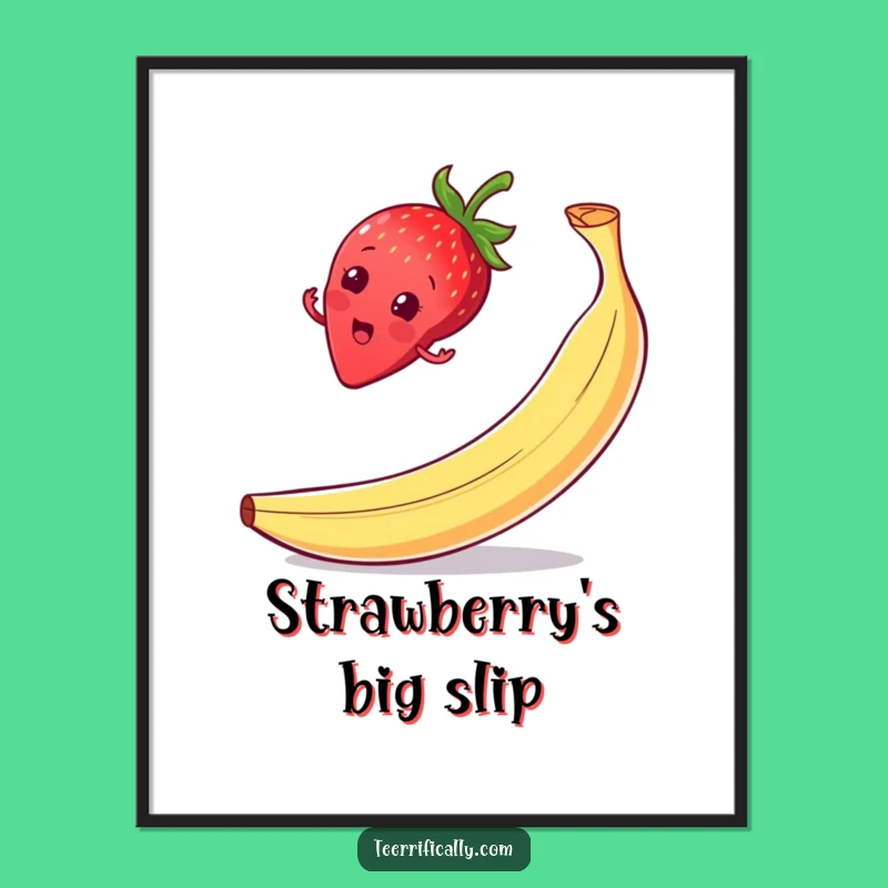 Funny Strawberry Balance Digital Print: Instant Humor for Your Walls!