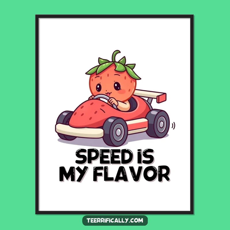 Funny Strawberry Race Car Digital Print: Hilarious Berry Driving Art for Instant Joy!