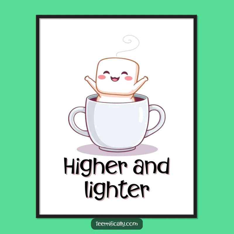 Funny Marshmallow Jump Digital Print - Joyful Dessert Art for Instant Funny Gift