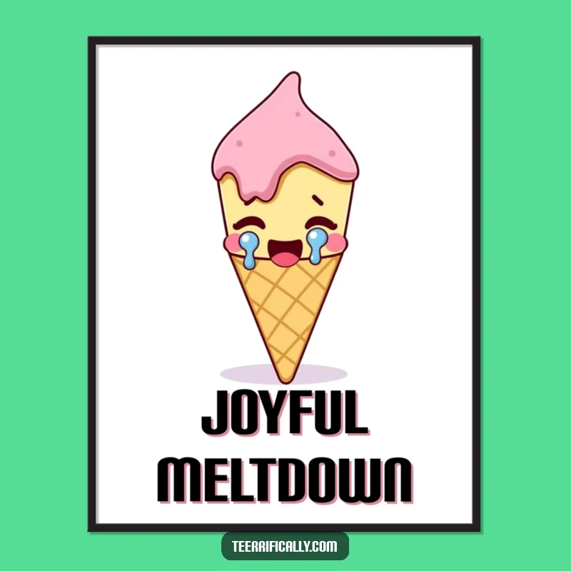 Funny Ice Cream Digital Art Print: Hilarious Cartoon Wall Art for a Joyful Space