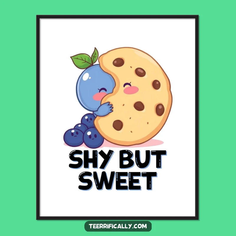 Funny Shy Blueberry Digital Print - Adorable Dessert Art for Instant Funny Gift