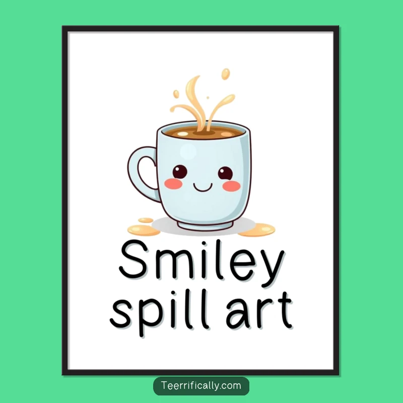 Funny Latte Spill Smiley Face Digital Art - Instant Joy Decor Gift