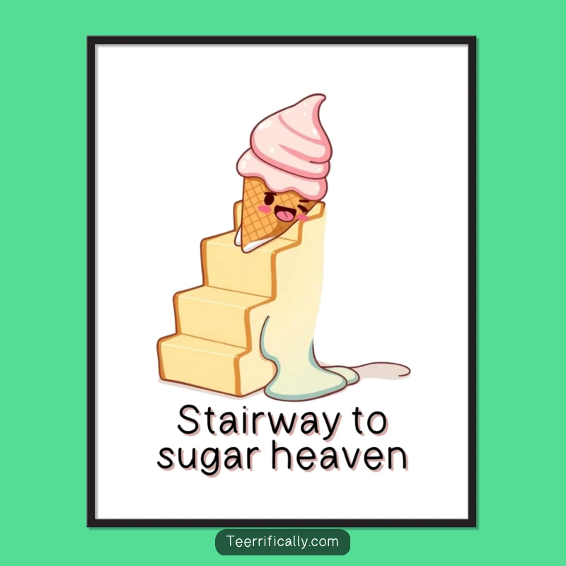 Funny Melting Ice Cream Toast Staircase Digital Art - Instant Humorous Decor Gift
