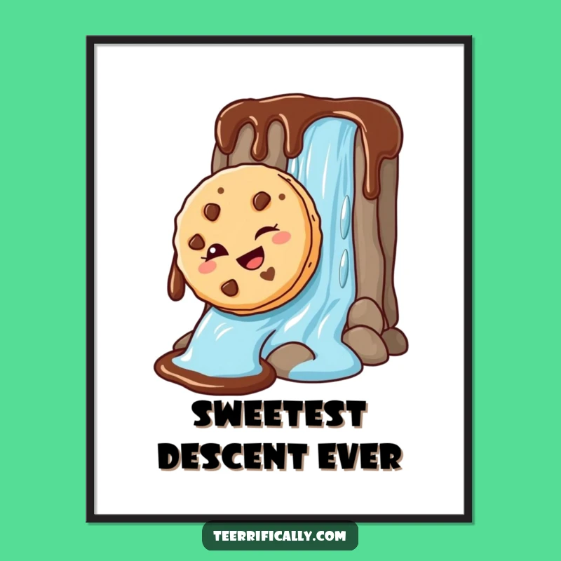 Funny Cookie Chocolate Waterfall Digital Art: Instant Humor, Perfect Funny Gift for Walls!