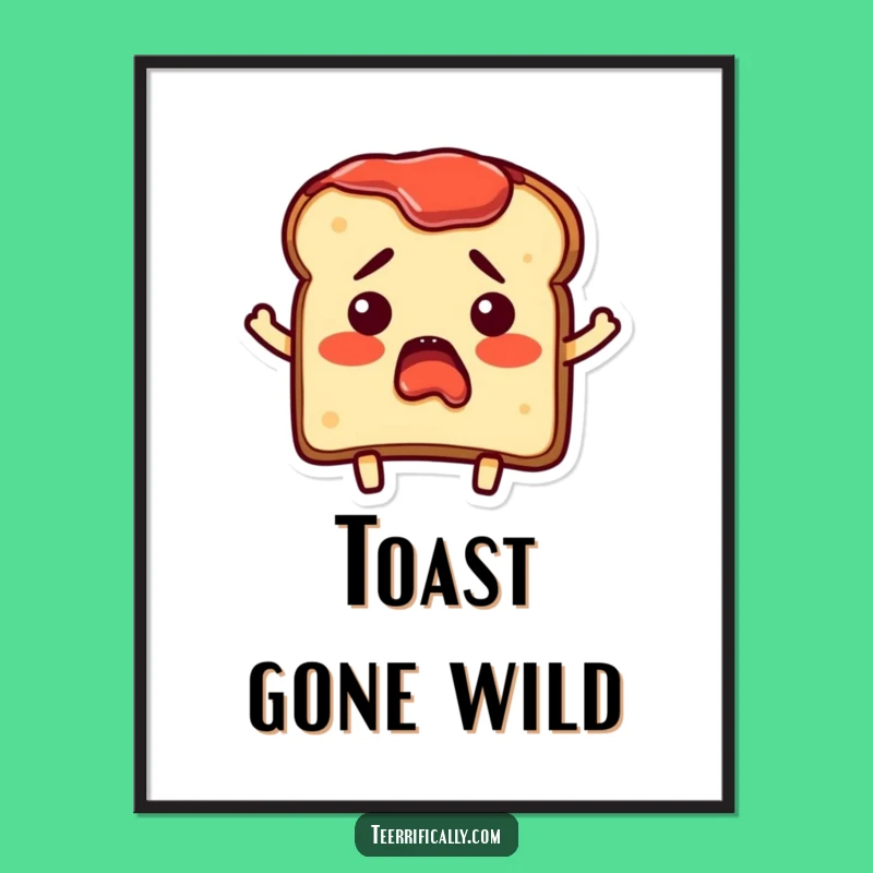 Funny Bewildered Toast Digital Art: Instant Breakfast Humor Decor