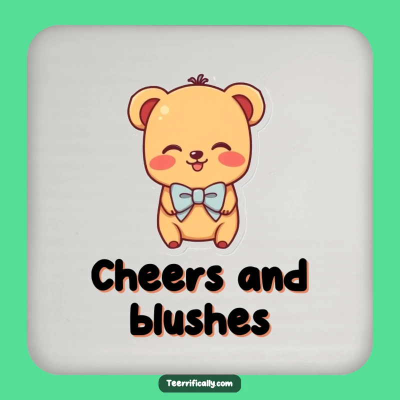 Funny Shy Hot Dog Drink Coaster - Protect Surfaces with Adorable Blushing Character