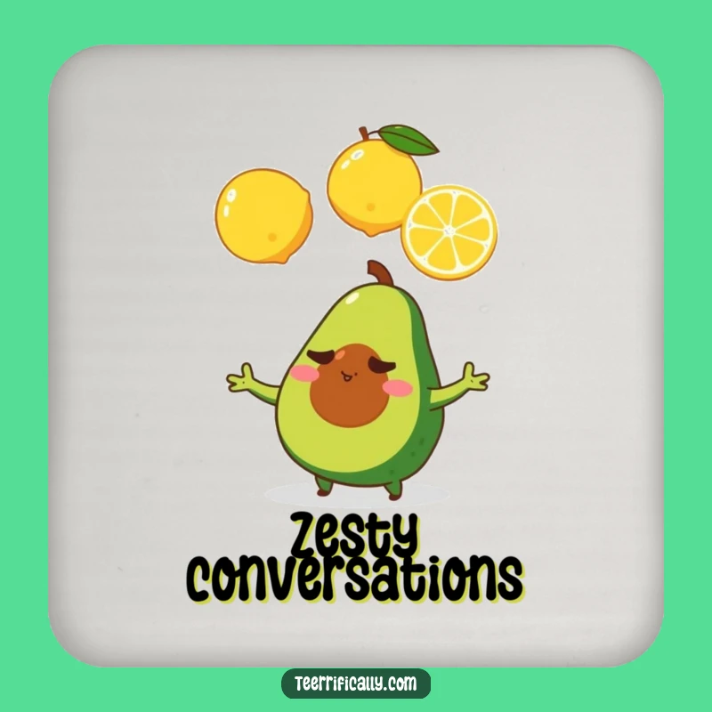 Funny Avocado Lemon Juggling Coaster - Determined Surface Protection