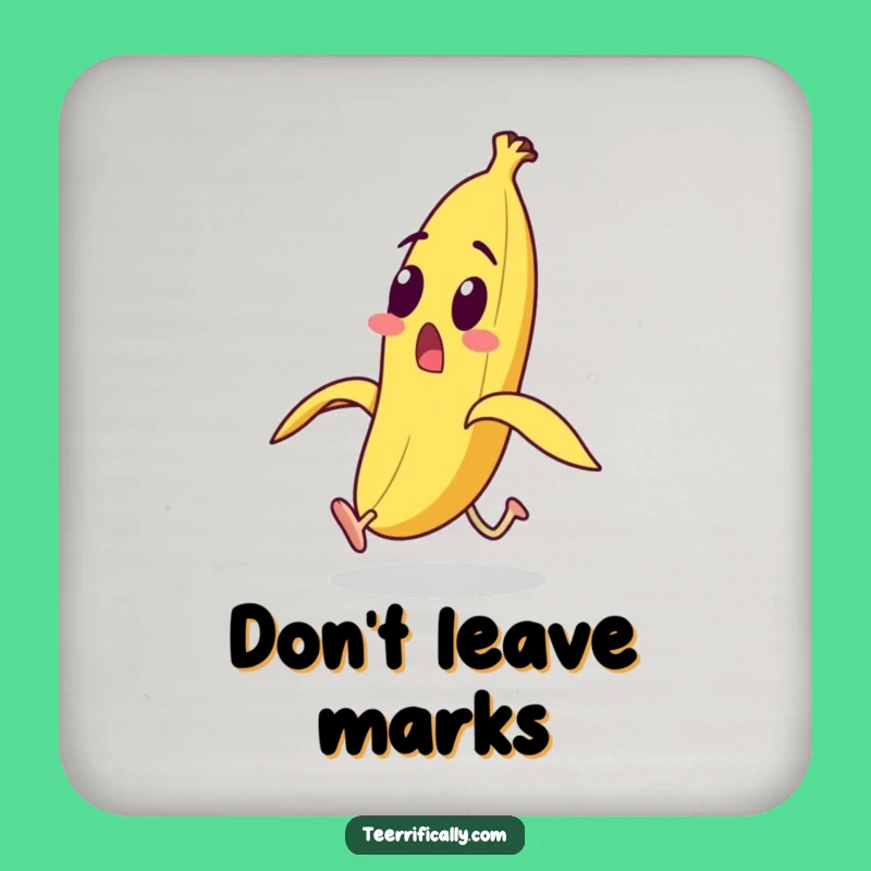 Funny Banana Running from Peel Coaster - Protect Surfaces with Humor