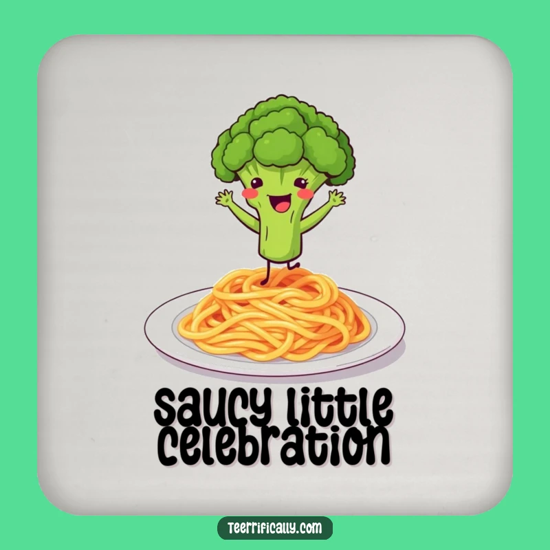 Funny Broccoli Spaghetti Dance Coaster - Protect Surfaces with Veggie Fun Gift