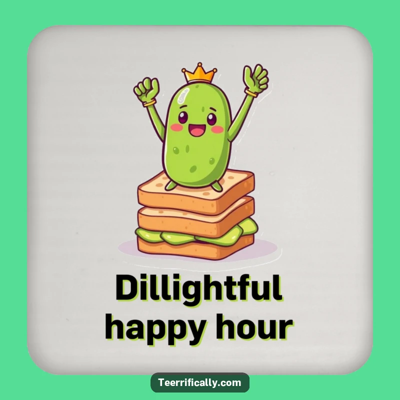 Funny Pickle Toast Hero Drink Coaster: Protect Surfaces with Brunchy Bravado