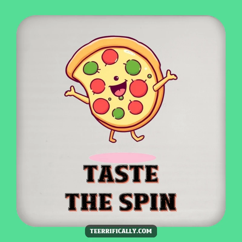 Funny Pizza Cartwheel Drink Coaster - Protect Surfaces with Humor