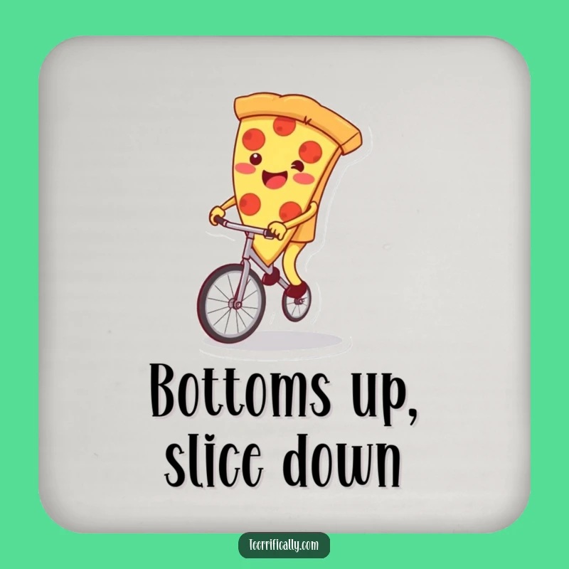 Funny Pizza Unicycle Drink Coasters: Protect Surfaces with Humor
