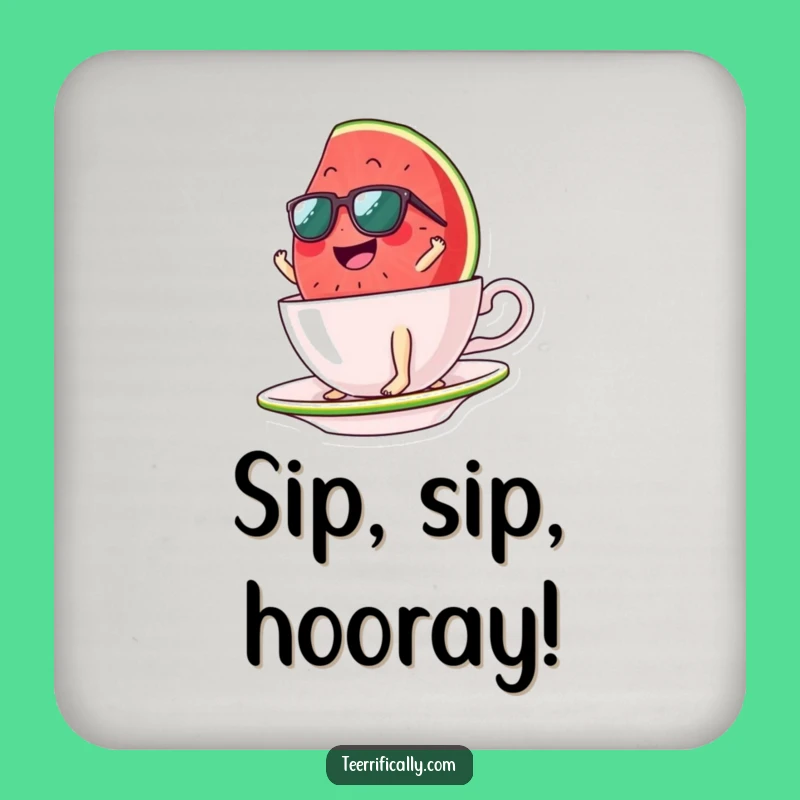 Funny Watermelon Surfing Drink Coasters: Protect Surfaces with Summer Fun