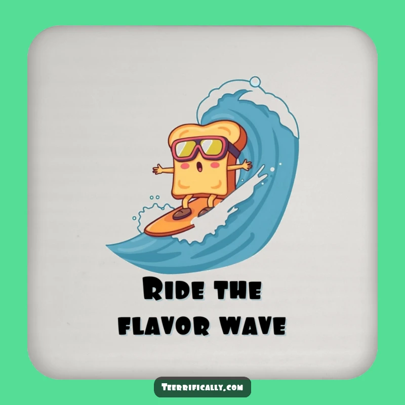 Funny Toast Surfing Coaster Set: Hilarious Protection with Breakfast Flair