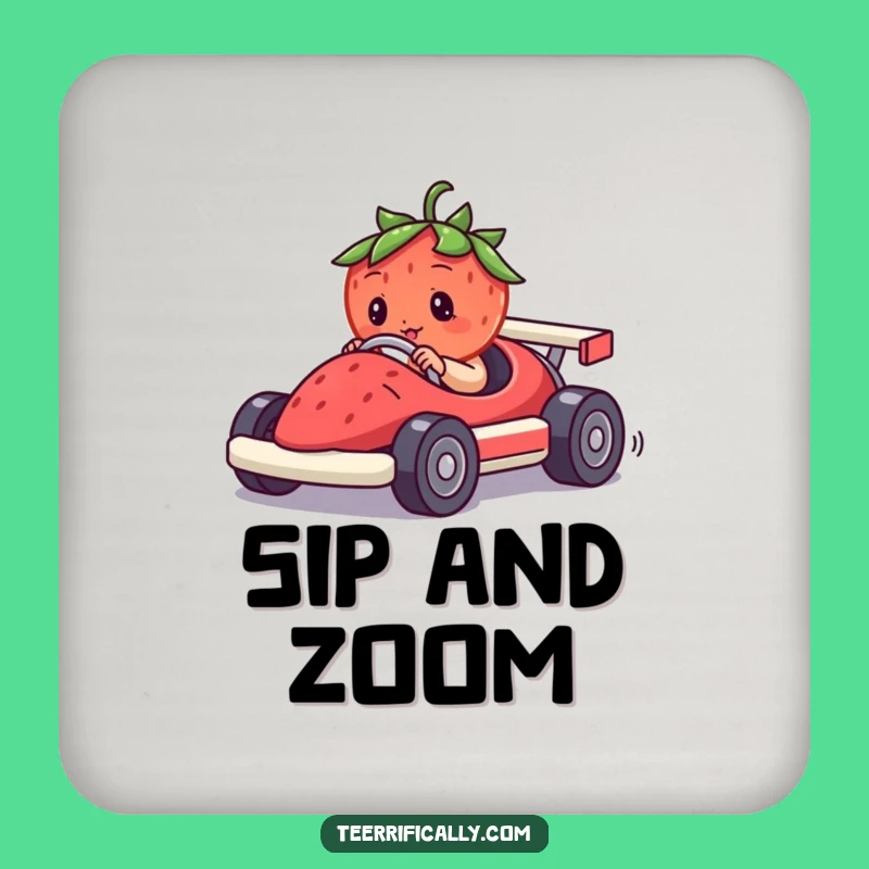 Funny Strawberry Race Car Coaster: Protect Surfaces With Berry Driving Style!
