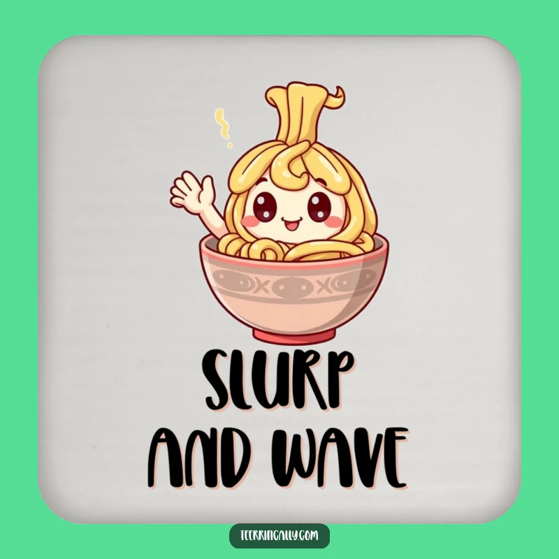 Funny Happy Noodle Drink Coaster - Protect Surfaces with Smiles