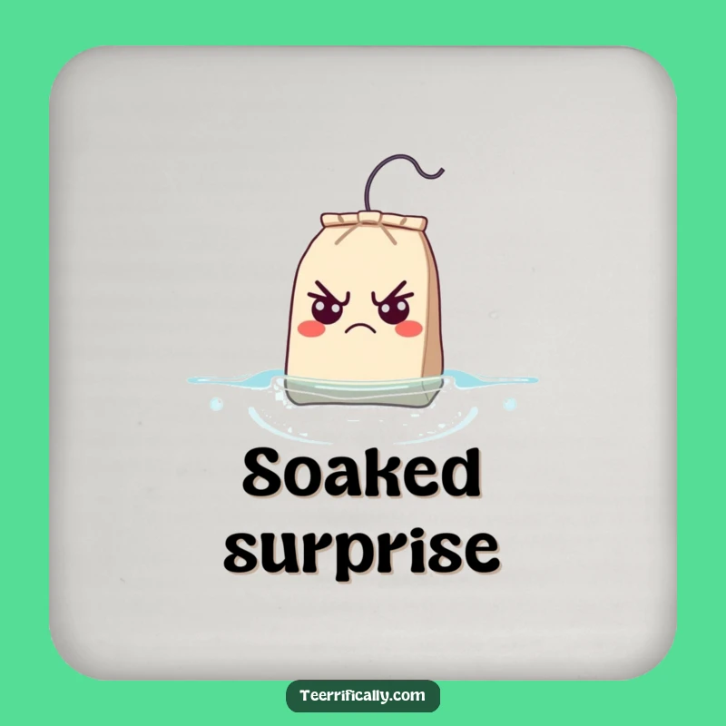 Funny Grumpy Teabag Drink Coaster - Protect Surfaces with Surprise