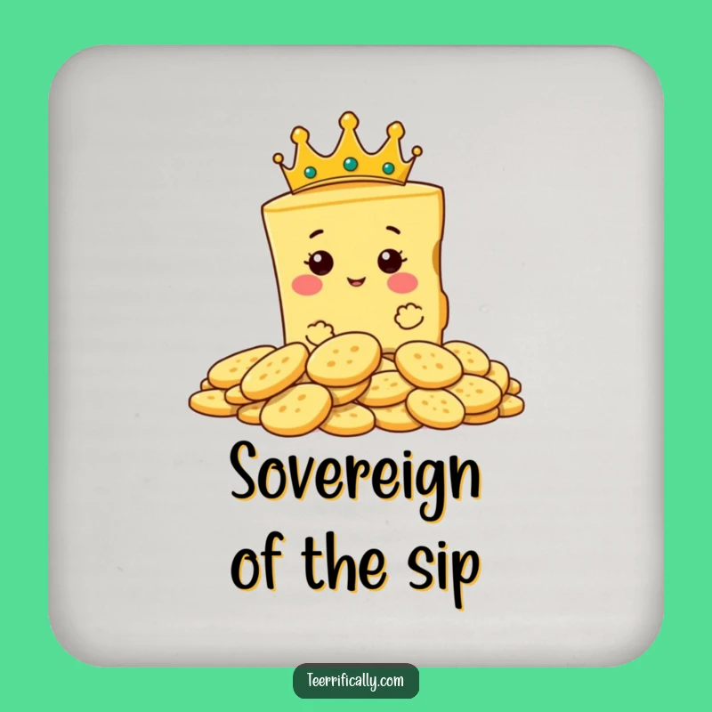 Funny Cheese King Crown Coaster - Protect Surfaces with Royalty Gift