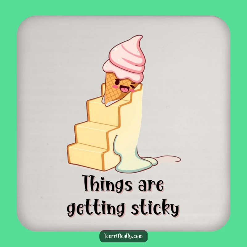 Funny Melting Ice Cream Toast Staircase Coaster - Protect Surfaces with Humor Gift