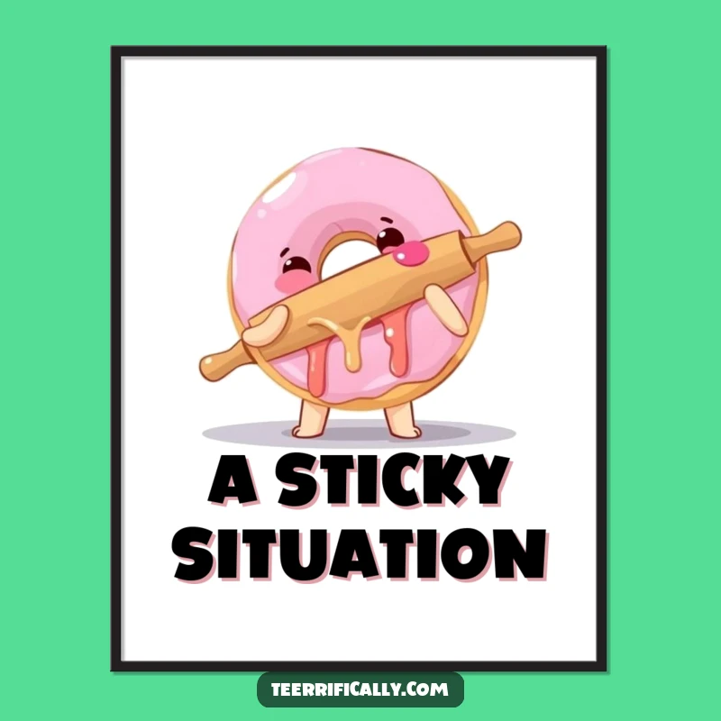 Funny Donut Rolling Pin Poster: Clumsy Art, Bakery Humor Gift