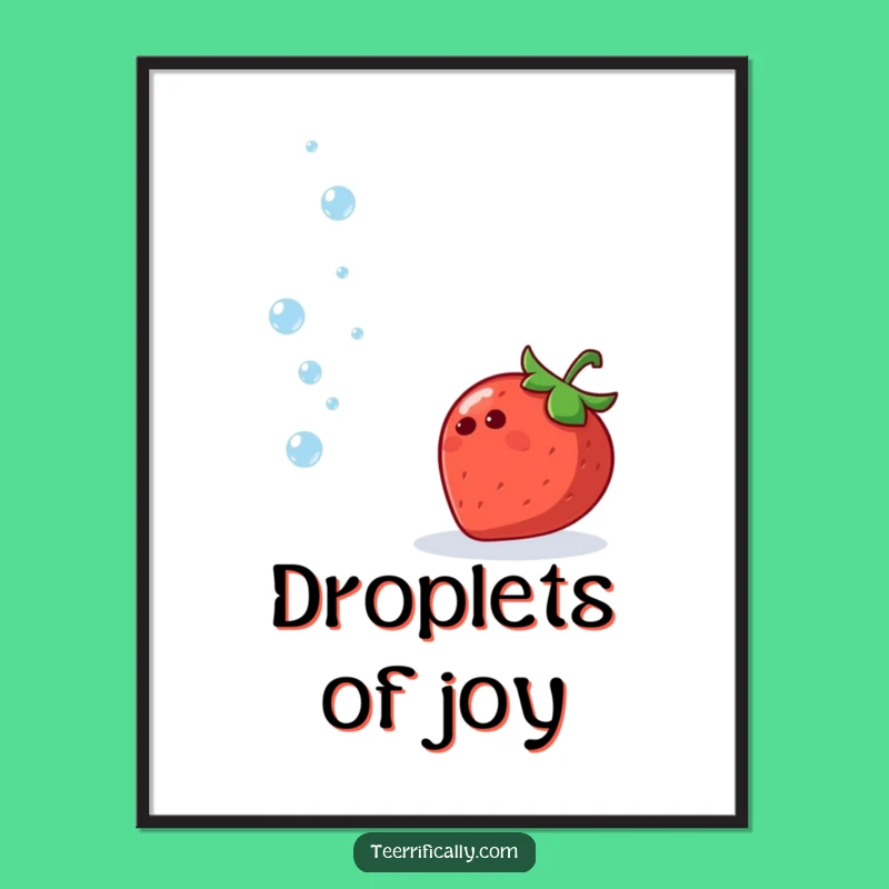 Funny Strawberry Poster: Droplet Juggler Art, Fruity Decor, Unique Gift