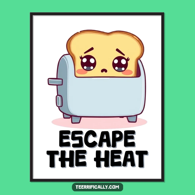 Funny Startled Toast Poster: Breakfast Art Print, Great Funny Gift for Kitchen Decor!