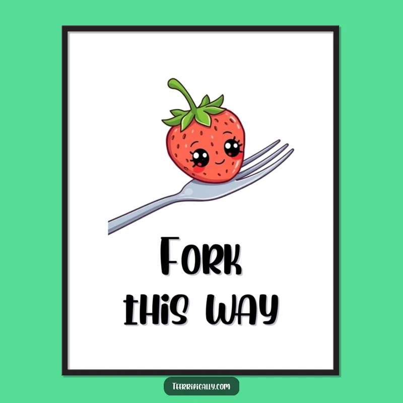 Funny Strawberry Googly Eyes Poster - Hilarious Fruit Art Decor