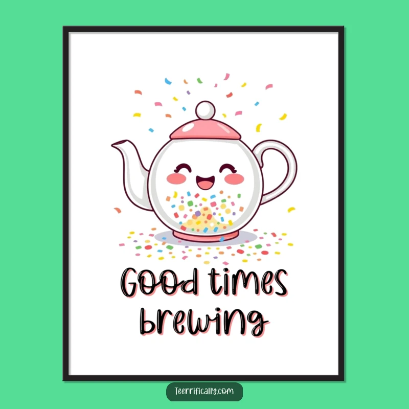 Funny Confetti Teapot Poster: Joyful Celebration Art, Perfect Humorous Gift Decor