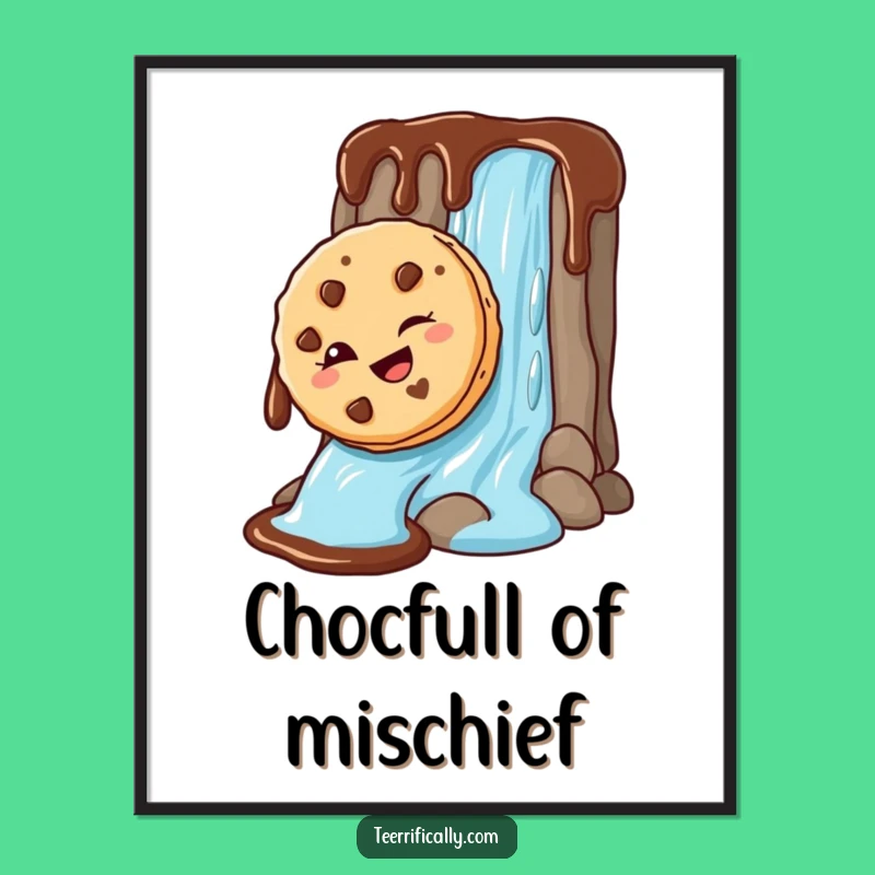Funny Cookie Chocolate Waterfall Poster: Hilarious Art, Perfect Funny Gift for Dessert Lovers!