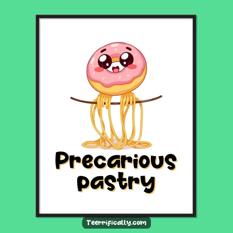 Funny Donut Spaghetti Poster: Hilarious Wall Art for Dessert Enthusiasts