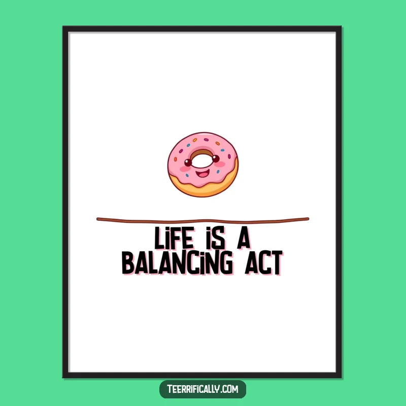 Funny Donut Tightrope Art Poster: Bring Whimsical Circus Charm to Your Walls
