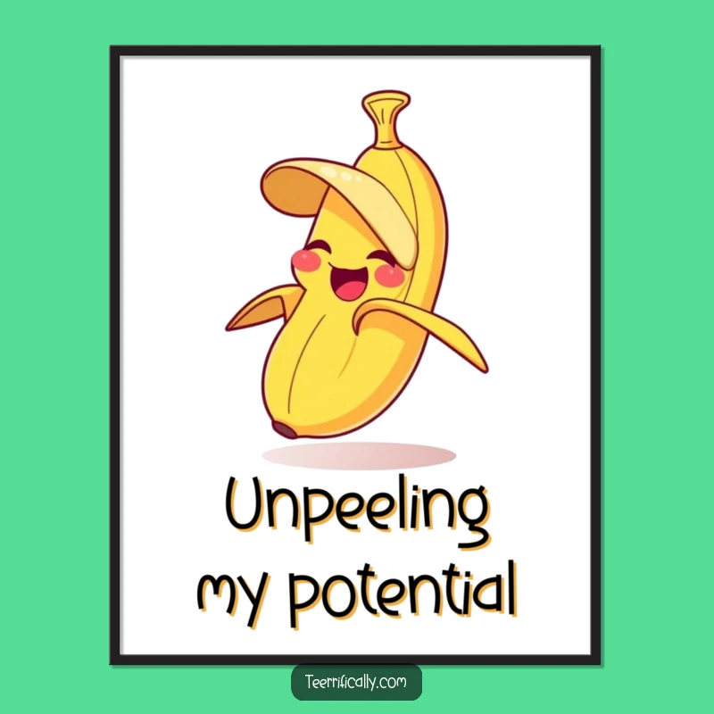 Funny Giggling Banana Poster - Playful Fruit Art Print Gift