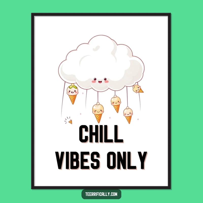 Funny Ice Cream Cloud Poster - Cheerful Sweet Treat Art for Walls