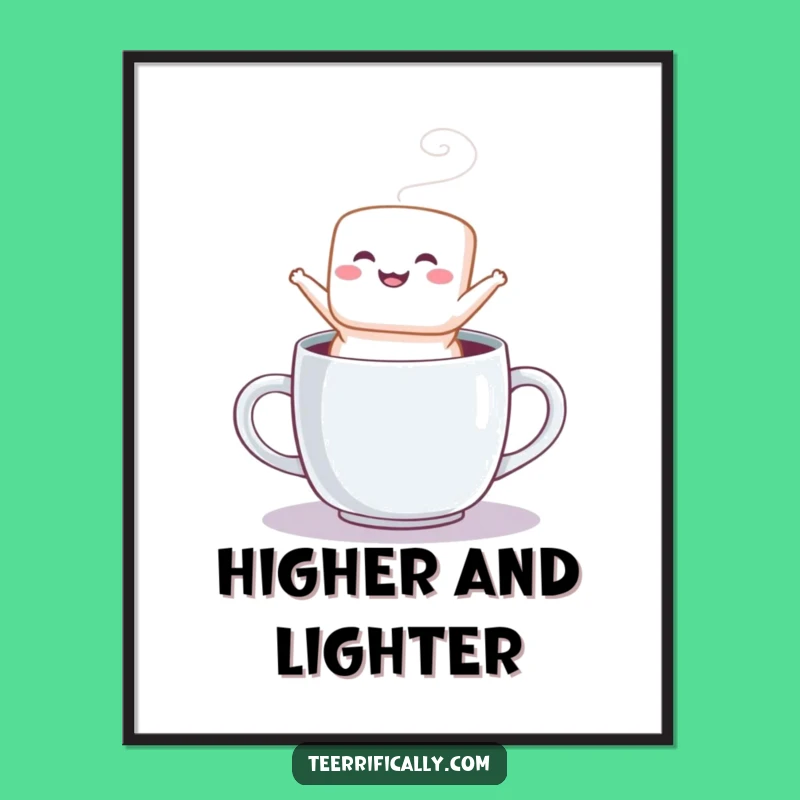 Funny Marshmallow Jump Poster - Whimsical Dessert Art, Ideal for a Sweet Funny Gift