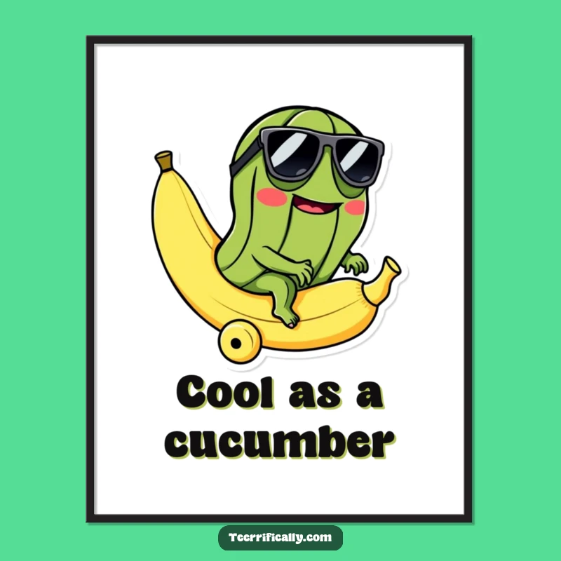Funny Pickle Banana Poster: Cool Ride Art, Absurd Humor Gift