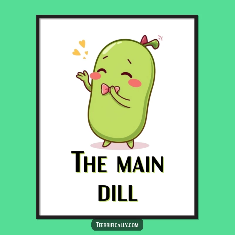 Funny Pickle Bowing Poster - Dramatic Sentient Dill Art, Perfect Funny Gift Wall Decor