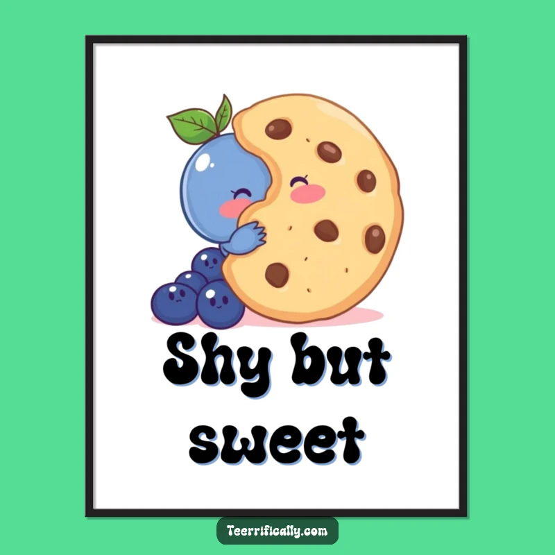 Funny Shy Blueberry Poster - Adorable Dessert Art, Ideal Cute Funny Gift Wall Decor
