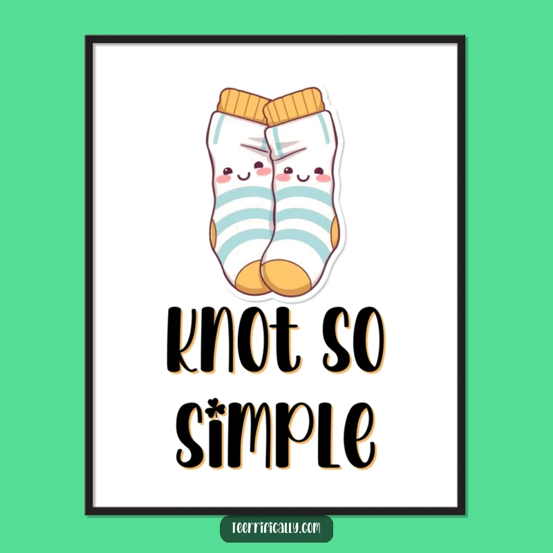 Funny Sock Knot Poster: Playful Wall Art of Tangled Character Friends