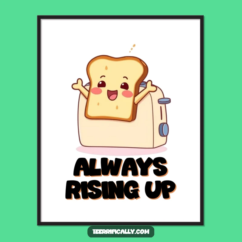 Funny Toast Leaping Poster: Hilarious Breakfast Art for a Gleeful Wall Decor