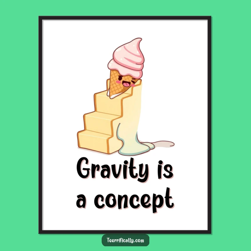 Funny Melting Ice Cream Toast Staircase Poster - Whimsical Wall Art Gift