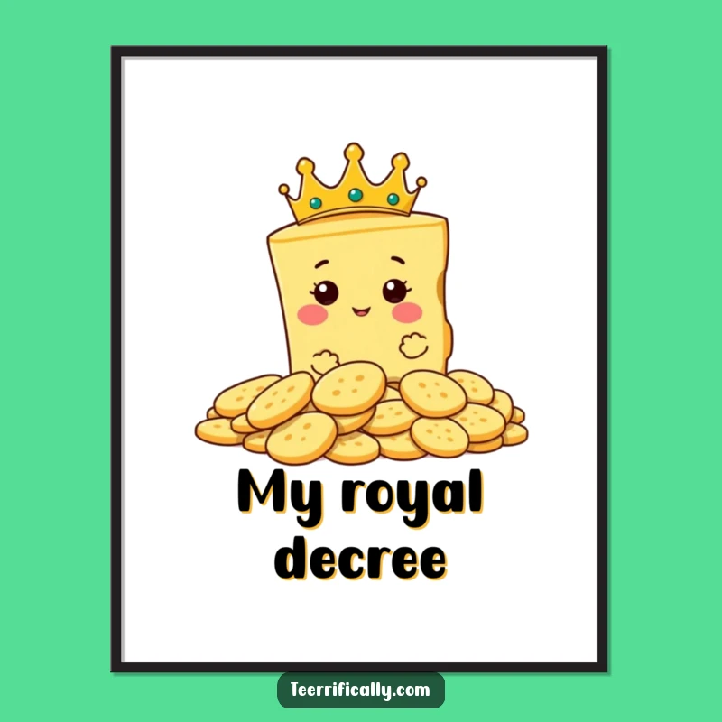 Funny Cheese King Crown Poster - Regal & Humorous Wall Art Gift