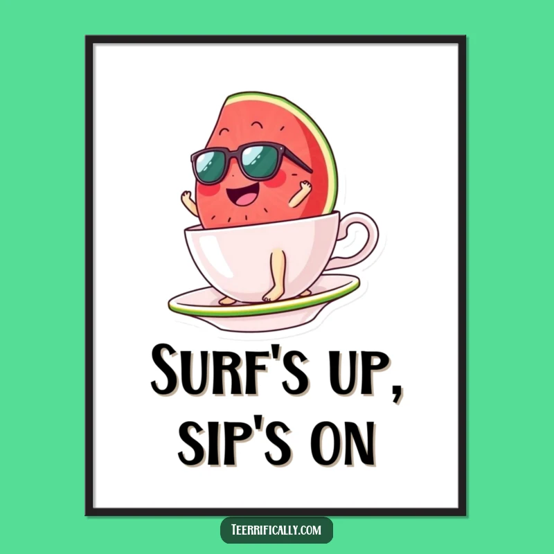 Funny Watermelon Surfing Poster: Bring Summer Fun to Your Walls