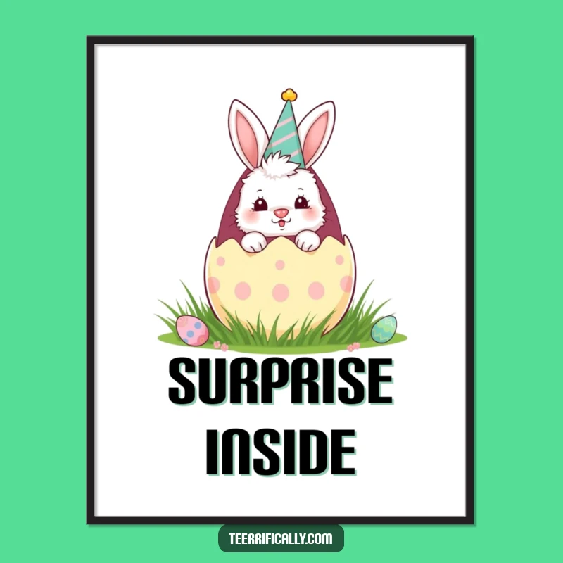 Funny Bunny Easter Poster: Egg Surprise Art, Hilarious Wall Decor Gift!