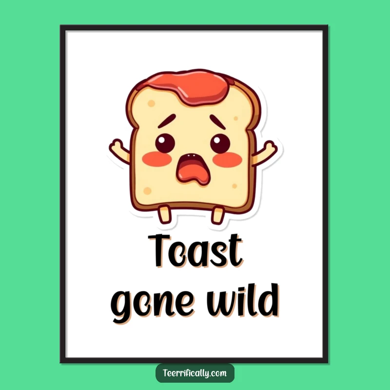 Funny Bewildered Toast Poster: Hilarious Breakfast Wall Art of a Surprised Character
